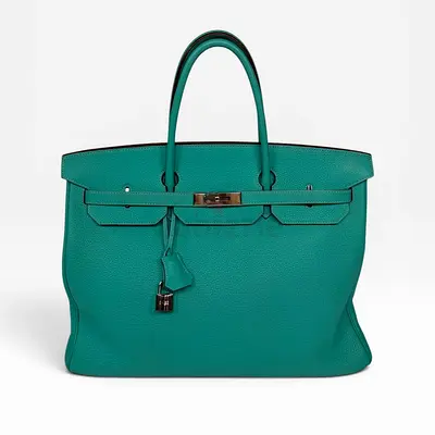 AUTHENTIC HERMÈS BIRKIN 40 IN BLEU LAGOON TOGO LEATHER WITH PALLADIUM HARDWARE