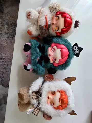 Set of 3 Cute Popmart Skullpanda Plush Doll Figures in Fur Costumes