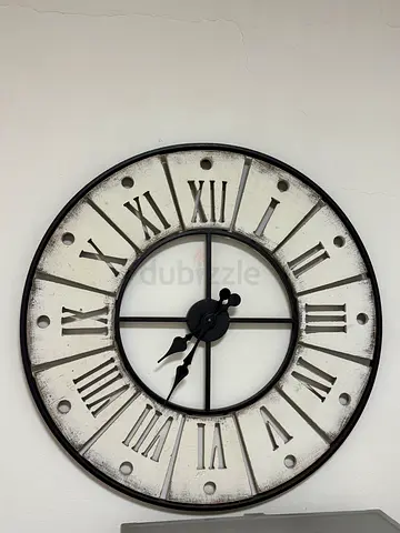 Large Vintage-Style Wall Clock with Roman Numerals