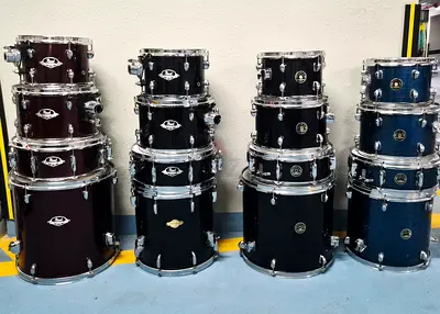 Pearl export black and read . tama Rhythm black and blue . all hardware  cymbals and throne with it