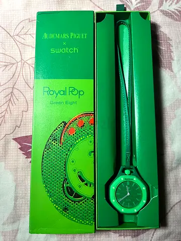 AP x Swatch Royal Pop Green casual mens wristwatch — lightweight silicone strap
