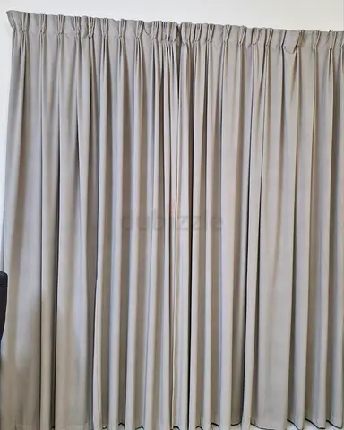 Beige colour Full-length Beige Pinch Pleat Curtains - Set of 2 Panels  length 3 metres width 4 metre