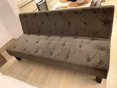 Modern Gray Velvet Tufted Sofa Bed
