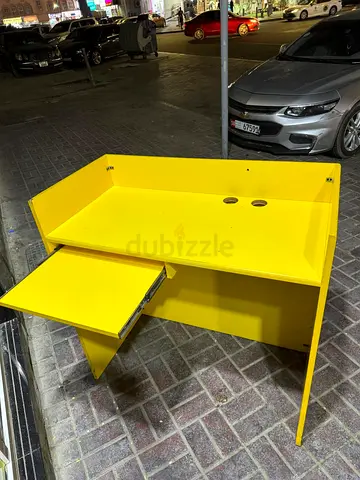 Yellow Compact Study/Computer Desk with Slide-Out Keyboard Tray