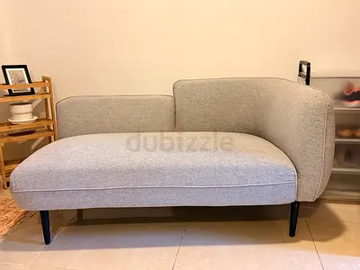 Light grey chaise lounge sofa, left arm corner — good condition