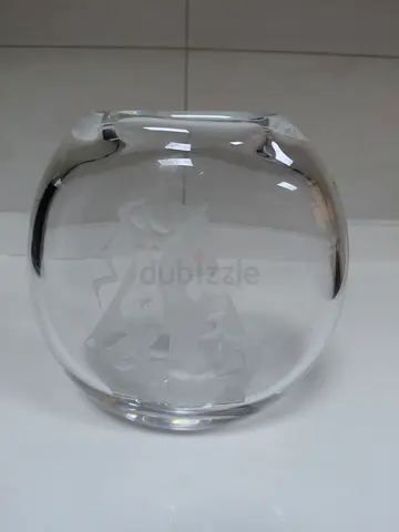 Heavy Glass Decorative Small Vase - Thick Crystal Look