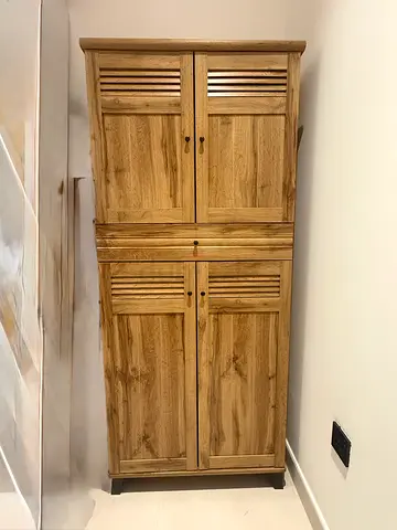 Tall Wooden Shoes Cabinet with Louvered Doors