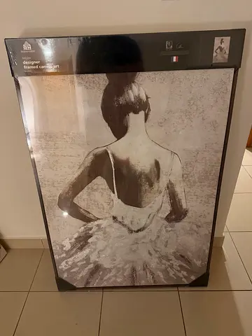 Framed Wall Art Print - Black  White Ballerina (Large)