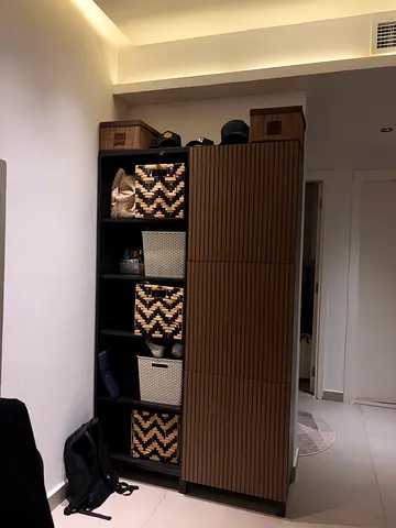 IKEA Bestå - Modern Wooden Storage Cabinet with Woven Baskets