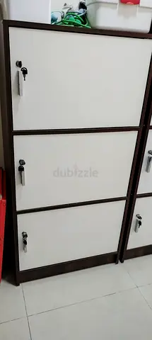 Wooden 3-Drawer Lockable Storage Cabinet - White Fronts, Dark Frame