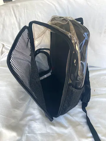 Transparent Backpack Pet Carrier - Front Mesh Ventilation, new, brush and leash for doggy or cat