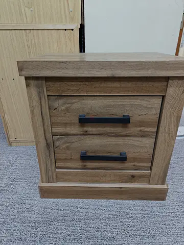 Solid wood-look bedside table / nightstand with two drawers