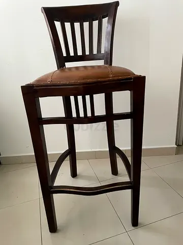Solid Wood Dining Chair with Padded Seat - Dark Brown