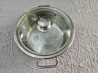 Stainless Steel Cooking Pot with Glass Lid - 24cm (Used)