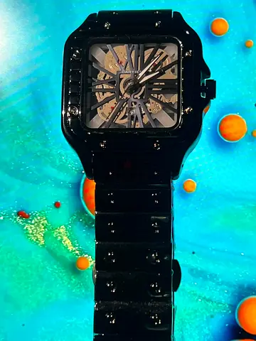 Black Skeleton Dial Stainless Steel Wristwatch - new cartier
