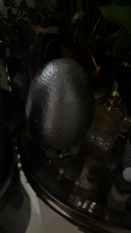 Decorative black stone egg ornament - small tabletop decor