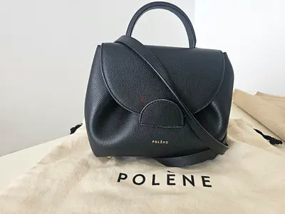 Polene Numéro Un Nano Black Textured Leather Handbag