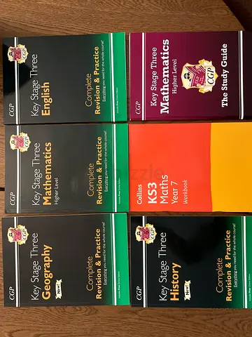 Set of CGP Key Stage Three Revision  Practice Books (Maths, English, History, Geography) - Like New