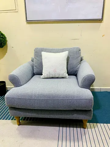 Light Grey Armchair with Cushion — Good Condition