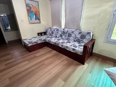 Wooden left L-shaped Sofa with Storage Drawers - 3 types of Sofa covers