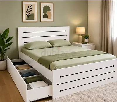 White Storage Double Bed with Underbed Drawers