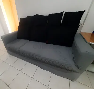 Comfortable 3 +2 Seater Sofa with 5 Black Cushions