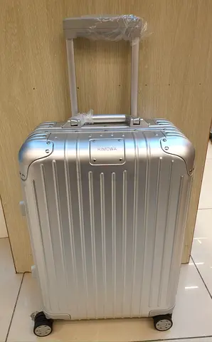 Silver travel luggage