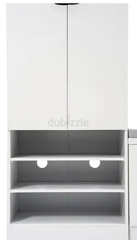 White storage shoe cabinet with seat and open shelving and doors- fits 24 pairs