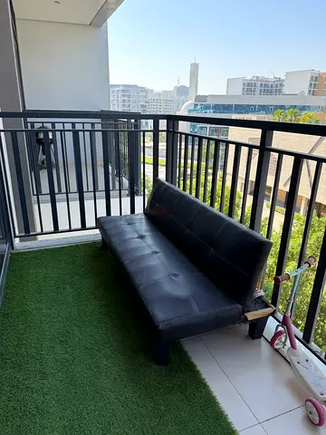 Black Leather Sofa Bed / Futon - Fold Out