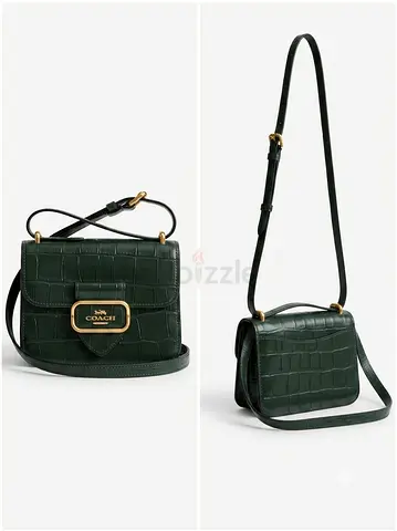 Coach Small Croc-Embossed Leather Crossbody Bag - Dark Green