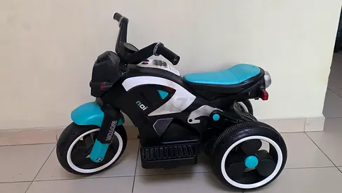 Kids Electric Ride-On Trike Motorcycle - Blue/Black