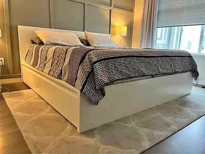 IKEA White storage bed frame with mattress - good condition