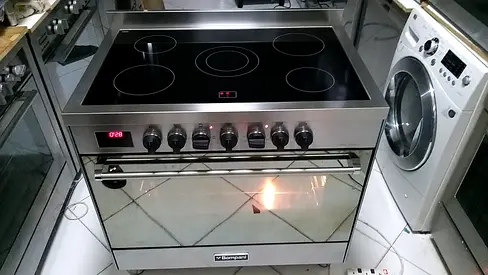 Bompani latest model full electric ceramic 5 hobs oven fan cooking range 90x60 digital touch timer