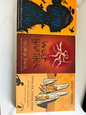 The girl of ink and stars ,Wolf brother,Over sea under stone trio books
