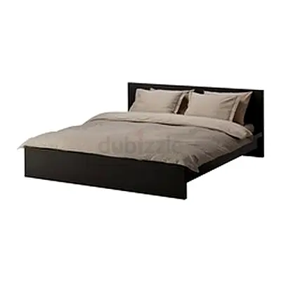 IKEA MALM double bed for king 180x 200 Dark wood platform bed frame with headboard