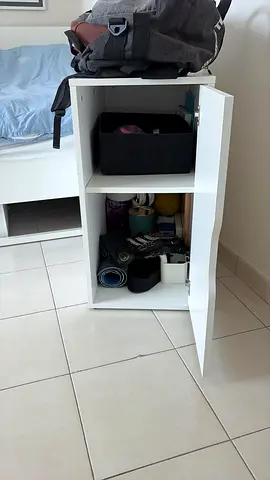 Small white bedside cabinet with door - good condition