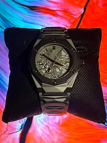 Skeleton Dial Mens Stainless Steel Sport Watch hublot