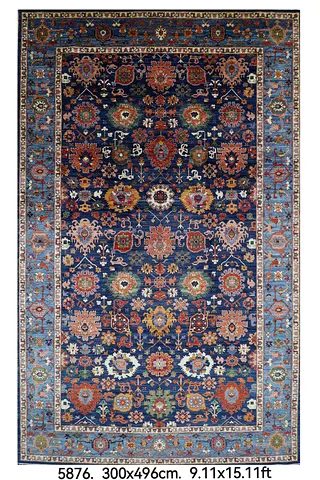 3*5Handmade new 300 x 486 cm | Oriental floral Blue Area Rug Afghan Hand Knotted Veg Dye Wool carpet