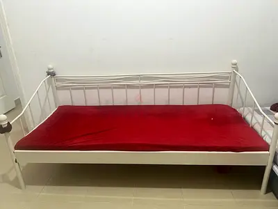 White Metal Daybed / Single Bed Frame - Simple Design