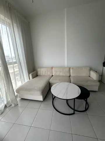 Beige L-shaped Fabric Sectional Sofa with Chaise
