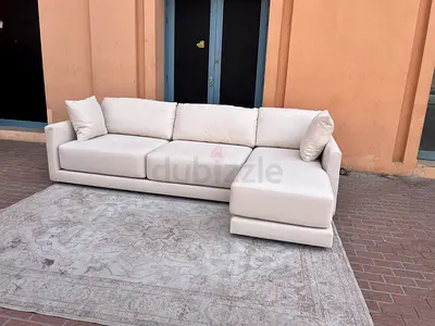 Crategbarrel L Shape Sofa Beige Excellent condition