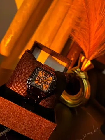 Black Skeleton Dial Stainless Steel Wristwatch - new cartier