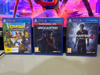 Bundle of PS4 Games- Uncharted the lost legacy, uncharted a thief’s end and crash bandicoot trilogy
