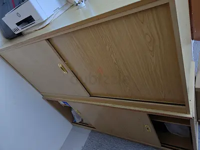Light wood sliding-door storage cabinet - good condition