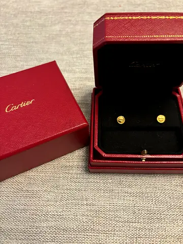 Cartier LOVE Stud Earrings, 18k Yellow Gold, Full Set - BRAND NEW