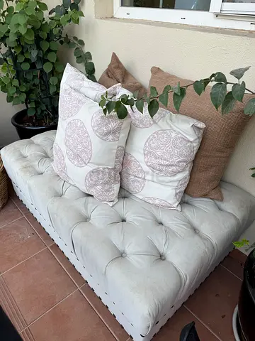 Tufted Upholstered Bench/Settee - Cream, Good Condition