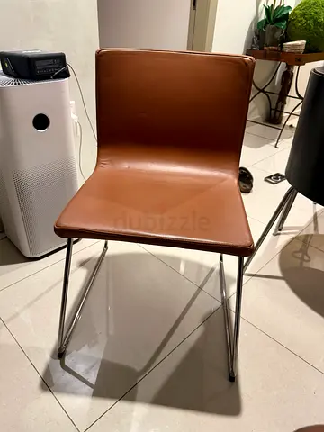 ikea bernhard chair brown Leather Dining Chair with Chrome Legs