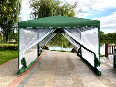 Green pop-up outdoor gazebo canopy with mesh sides - Brad New offer price