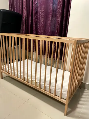 IKEA Sniglar wooden baby crib - natural pine, good condition