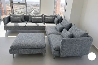 Premium L-Shaped Fabric Sofa Designed for modern homes, this stylish L-shaped sofa offers outstandi